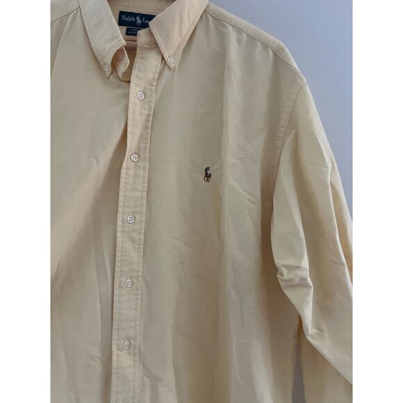 Ralph Lauren Men's Button Down Dress Shirt Yarmouth Butter Yellow Cotton 17.5 JL - Picture 4 of 10